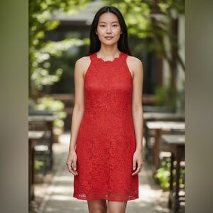 Dots Red Crochet Dress Size Large